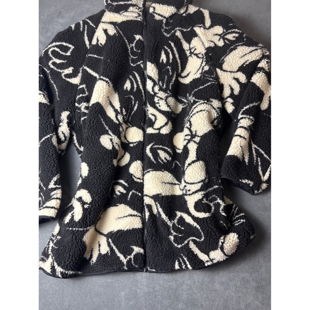Sylvester The Cat Bugs Bunny Sherpa Fleece Jacket XXL Black Cream Looney Tunes